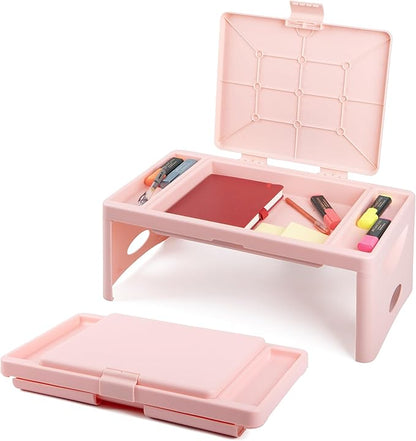 Loddie Doddie Portable Folding Lap Desk - Blush Lightweight Design - Storage Pocket & Accessory Trays - Lap Desks for Adults & Kids
