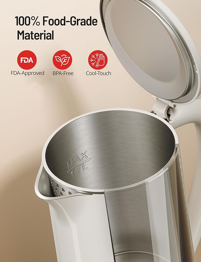 Electric Kettle Temperature Control, PARIS RHÔNE 1.7L Electric Kettle, 4H Keep Warm Water Boiler with 6 Presets, LED Screen Electric Kettles for Boiling Water, Boil-Dry Protection, BPA Free