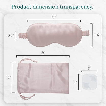 Mulberry Soft Silk Eye Mask for Sleeping with Ear Plugs & Luxury Bag - Cooling Night Eye Covers Face Mask for Women - Blindfold Travel Eye Mask Blocking Out Light - Champagne