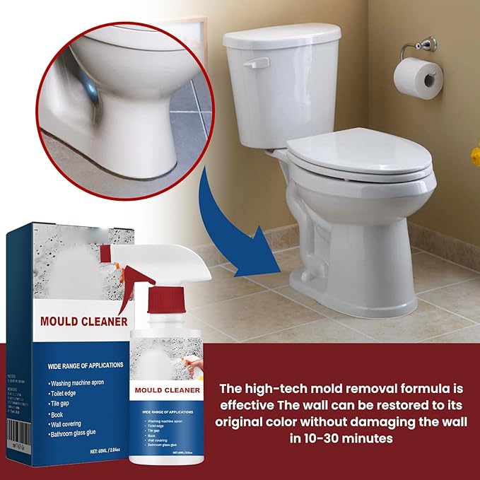 Mould Cleaner Spray Powerful Foam Cleaning Spray | Multi-Surface Fast-Acting Stain Remover for Kitchen, Bathroom, Wall and Tile Cleaning, No Scrubbing Required (2, 2.04oz*2)