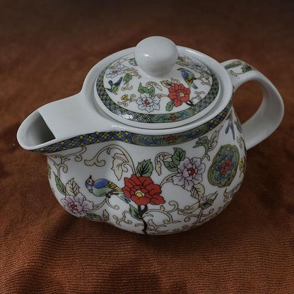 Porcelain Teapot 500ml Flower and Bird Kettle Stainless Infuser