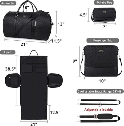 Convertible Garment Duffel Bag for Travel - Carry On Garment Bags With Toiletry Bag Large Weekender Bag for Men Women 2 in 1 Hanging Suitcase Suit Travel Duffel Overnight Bags 4pcs Set