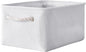 TheWarmHome Decorative Basket for Organizing - Medium-1Pack 13.8L*9.8W*6.7H Rectangular Fabric Storage Bin Organizer Basket with Handles for Clothes (White)