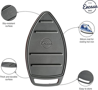Encasa XO Silicon Mat for Hot Iron Rest - Heat Resistant, Anti - Slip, Thicker Pad for Protecting Your Table During Ironing, Non-Burning, Machine Washable, Durable - Grey