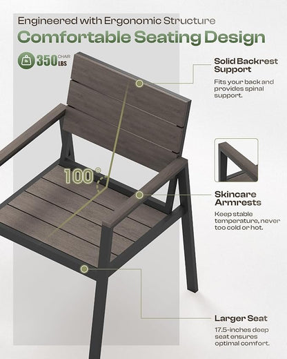 Outdoor Dining Set for 4, Aluminum Patio Table and Chairs Set