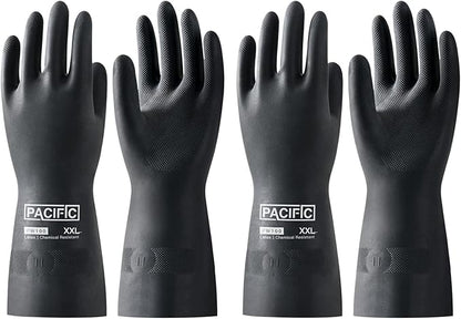 PACIFIC PPE 2 Pairs Chemical Resistant Gloves, Heavy Duty Industrial Rubber Gloves, Resist Acid, Alkali and Oil, 12.6", XX-Large