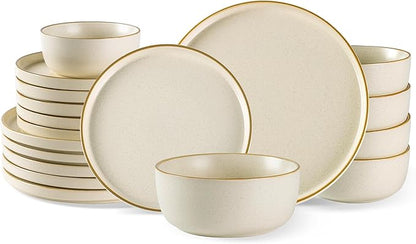 AmorArc Stoneware Dinnerware Sets for 6,Reactive Ceramic Plates and Bowls Set,Highly Chip and Crack Resistant | Dishwasher & Microwave Safe | Round Dishes Set Service for 6 (18pc)
