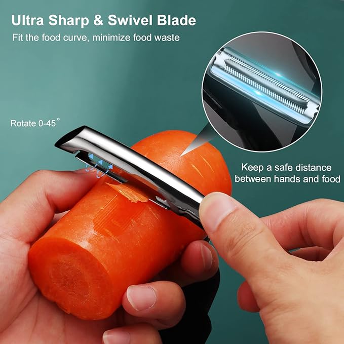 Potato Peeler Stainless Steel, Premium Vegetable Peelers for Kitchen, Fruit & Veggie Peeler, Carrot Cucumber Apple Peeler，Ultra Sharp Serrated Blade，Ergonomic Non-Slip Handle (5-year warranty)