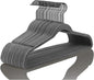 MIZGI Premium Velvet Hangers (50 Pack) Heavy Duty - Non Slip Felt Hangers - Velvet Suit Hanger Gray - Black Coated Hooks,Space Saving Clothes Hanger