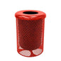 COATEDOUTDOORFURNITURE RFT-RED Heavy Duty 32 Gallon Round Trash Receptacle, Liner Included, Red with Flat Top Lid, Made in America