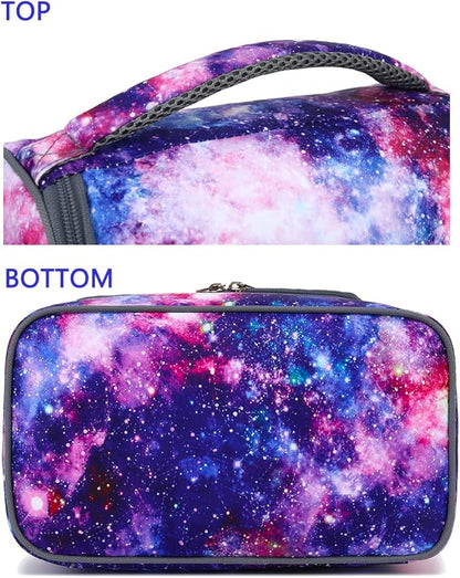 FlowFly Double Decker Cooler Insulated Lunch Bag Large Tote for Boys, Girls, Men, Women, With Adjustable Strap,Galaxy