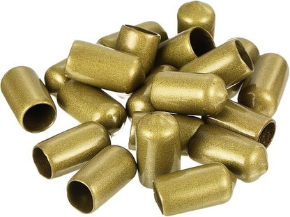 uxcell 20pcs Rubber End Caps 11mm ID Vinyl Round Tube Bolt Cap Cover Thread Protectors Gold