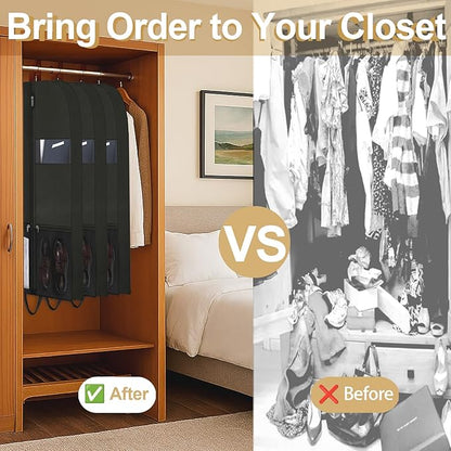 Large Heavy Duty Garment Bags for Hanging Clothes, Clothing Storage with Zippered Design, Breathable Garment Bags for Travel, Long Garment Bags for Dresses and Suits, Hanging Garment Bags for Closet