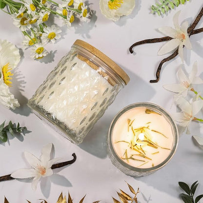 2 Pack Vanilla Scented Candles for Home Decor, 6.5oz Natural Soy Wax Aromatherapy Jar Candles, Housewarming Gift for Women