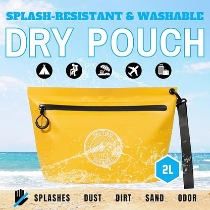 Tactiko Heavy-Duty Splash Water Resistant Zipper Pouches - 3L Hold-All Organizers for Dry Bags, Travel Bags (Yellow)