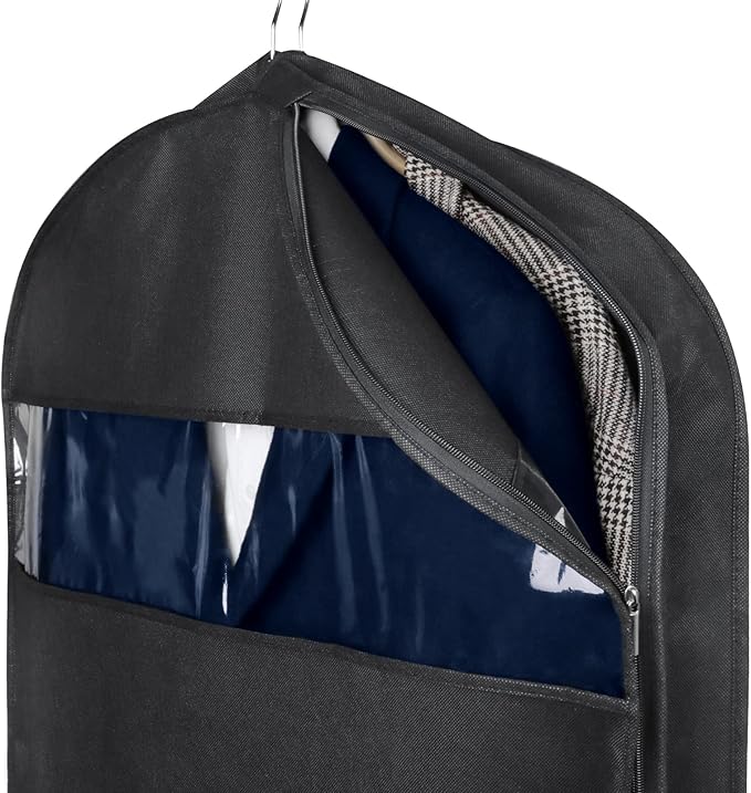 Zilink GarMen&Woment Bags for Hanging Clothes 43/'' Suit Bags for Men&Women Travel with 2 Large Mesh Pockets and Clear Window, for Suit, Coat, Dress, Set of 2