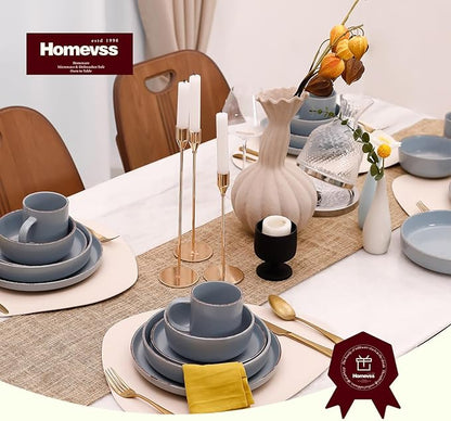 HomeVSS 20-Piece Dinnerware Set - Serves 4, Shiny Turquoise Glaze plates and bowls sets with Speckle Effect for Microwave & Dishwasher Safe