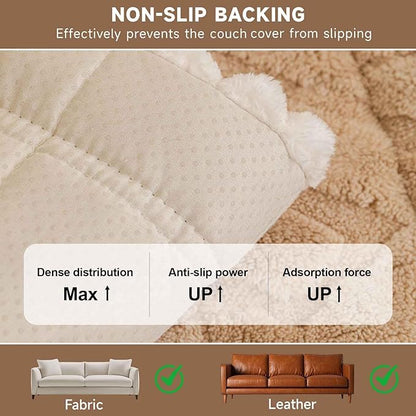 OTOB Couch Cover for Dogs Washable Pet Friendly, Non Slip Plush Funny Fuzzy Loveseat Sofa Cushion Slipcovers, All Seasons Geometric Jacquard Soft & Cozy Pet Bed Mat Protector (Coffee, 27.6" x 47.2")