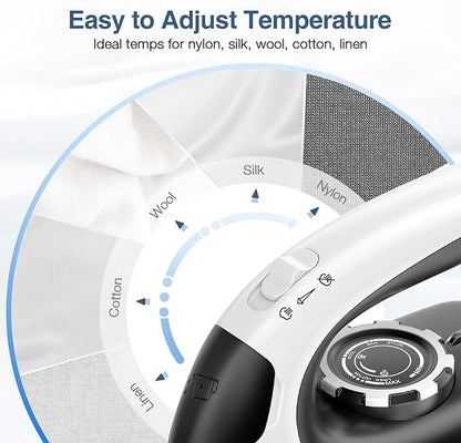 Sundu Mini Travel Iron with Steam,1000W Portable Non-Stick Soleplate Steam Small Iron for Quilting & Sewing,300 Microsteam Holes,90ml Water Tank,Lockable Safety Base,Digital Temperature Control