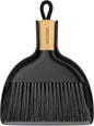 MR.SIGA Mini Dustpan and Brush Set, Portable Cleaning Brush and Dustpan Combo with Bamboo Handle, Black, 1 Set
