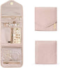 BAGSMART Travel Jewelry Organizer Case Foldable Jewelry Roll for Journey Rings, Necklaces, Earrings, Bracelets,Mini,Soft Pink
