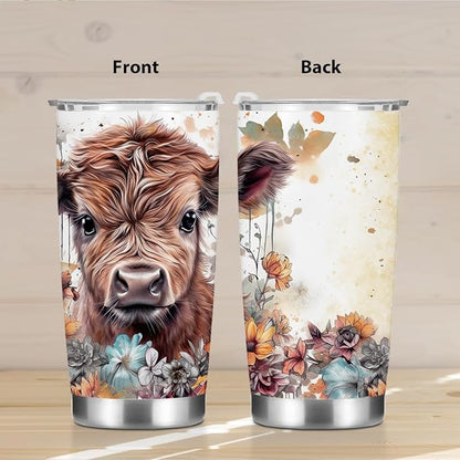 Cow Print Stuff Tumbler, Western Decor Gifts for Women Men Cow Lovers Teacher Appreciation Birthday Christmas Western Coffee Mug Stainless Steel Vacuum Insulated Double Wall Travel Cup with Lid 20oz