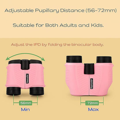 12x25 Compact Binoculars for Adults & Kids, High Powered Lightweight Waterproof Binoculars with Large Eyepiece, Low Light Vision for Bird Watching, Hunting, Travel, and Sightseeing