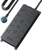 TROND 360° Rotating Flat Plug, Surge Protector Power Strip, 13AC Widely Spaced Outlets Expansion with 3 USB C Ports, 4000J, 15ft Extension Cord Heavy Duty, Wall Mount, Under Desk, ETL Listed, Black