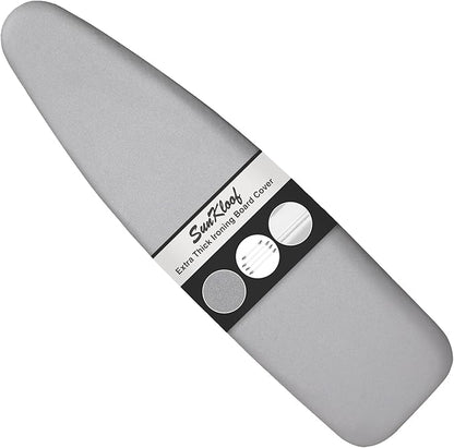 Extra Thick Ironing Board Cover and Pad, Resist Scorching and Staining, 15x54 Reflective Silicone Iron Board Cover With Padding, Elastic Edges, 4 Fasteners, Large Protective Scorch Mesh Cloth
