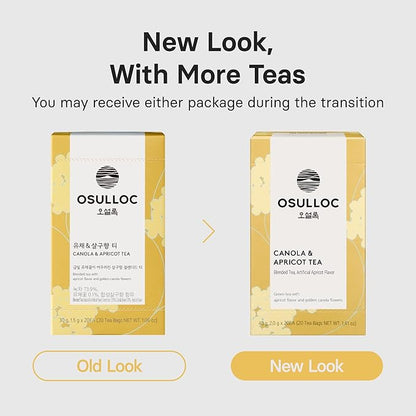 OSULLOC Canola & Apricot Tea (Aromatic Canola flower & Apricot), Premium Blended Tea from Jeju, Tea Bag Series 20 count