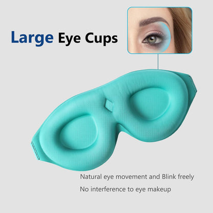 ALASKA BEAR 100% Blackout Sleep Mask for Women and Men, 3D Pillowy Soft Light Blocking Eye Mask with Contoured Eye Cups, Earplugs Set, Blue