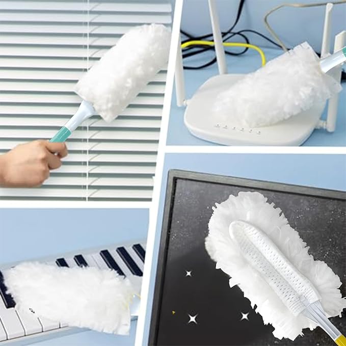 Car Interior Duster - Ultimate Cleaning Tool for Cars, House, and Office - Compact Mini Design for Effortless Dust Removal Stereo-Single Sided Design 2handle +20 Duster Refills.