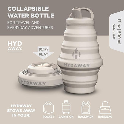 HYDAWAY 17oz Collapsible Water Bottle - BPA-Free, Leakproof, Lightweight, and Space-Saving - Perfect for Travel, Hiking, and Everyday Hydration