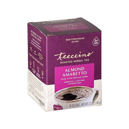 Teeccino Herbal Tea - Almond Amaretto - Rich & Roasted Herbal Tea That's Caffeine Free & Prebiotic for Natural Energy, 10 Tea Bags