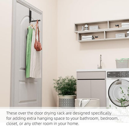 4 Pack Over The Door Hanger, Folding Over The Door Drying Rack for Laundry,Overdoor Hanger Hook,Small Clothes Drying Rack for Dorm Portable Black