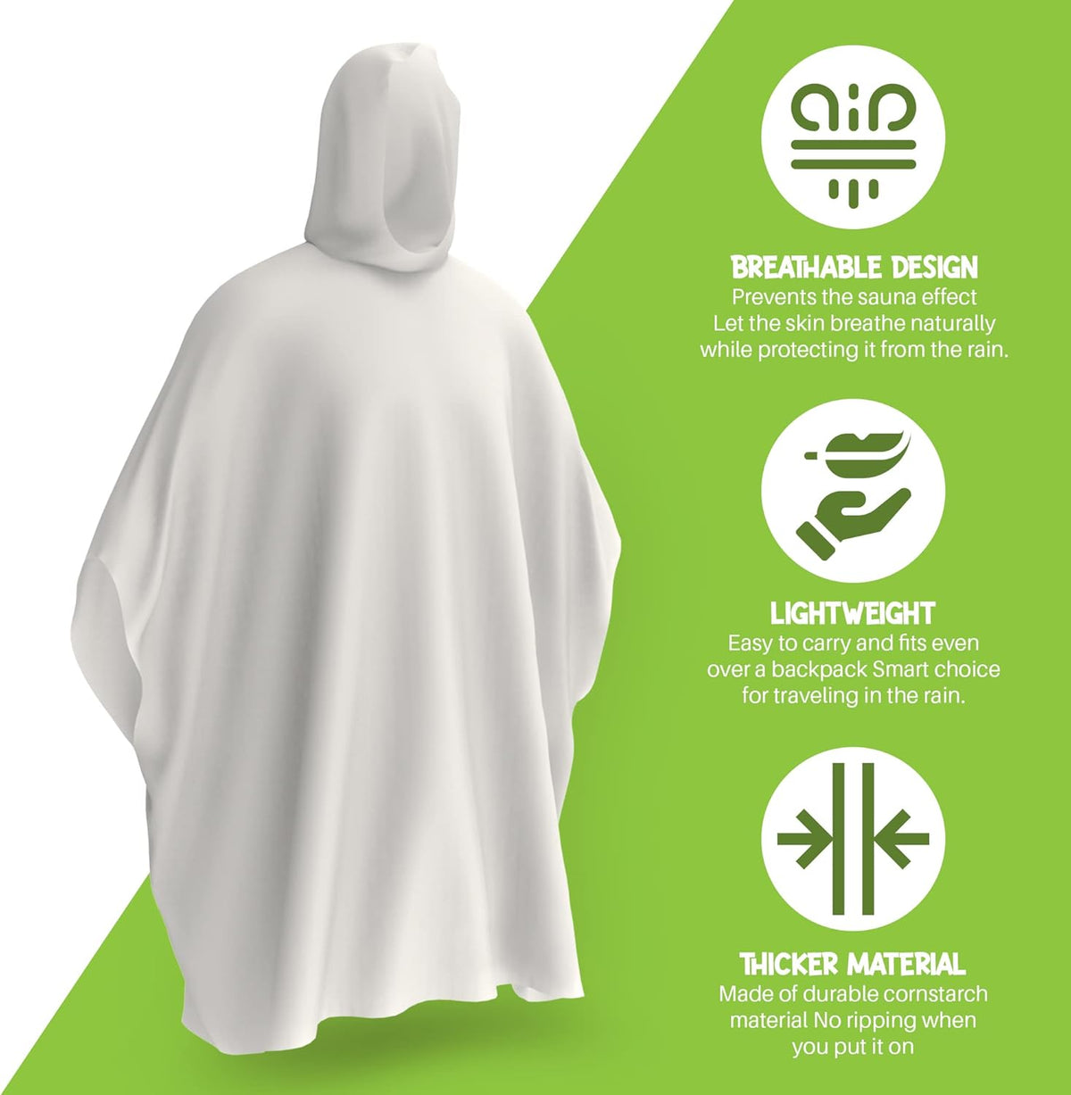 Hagon PRO Disposable Rain Ponchos for Adults (5 Pack)