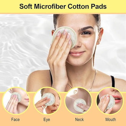 Nugilla 18 Packs Reusable Makeup Remover Pads with a Washable Laundry Bag, Resuable Microfiber Round Towel Skin Face Towels, Soft Makeup Remover Cloth, Fast Drying Washcloth (White)