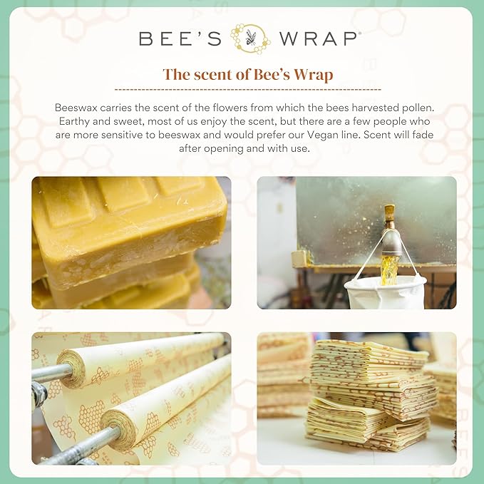 Bee's Wrap Beeswax Wraps for Food - Bread Wrap - Made in USA Reusable Bread Storage Bags - Organic & Eco-Friendly Alternative to Aluminum Foil, Sourdough Bags & Plastic Wrap, Seasons Greetings
