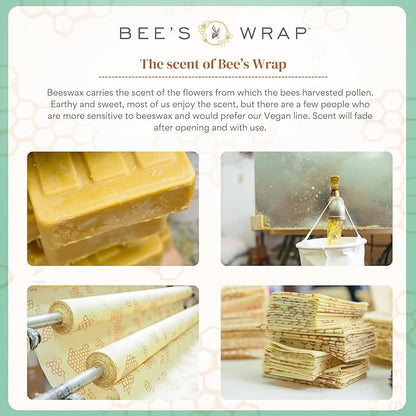 Bee's Wrap Beeswax Wraps for Food - Bread Wrap - Made in USA Reusable Bread Storage Bags - Organic & Eco-Friendly Alternative to Aluminum Foil, Sourdough Bags & Plastic Wrap, Seasons Greetings