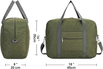For Spirit Airlines Personal Item Bag 18x14x8 Foldable Travel Duffel Bag Tote Duffle Carry on Luggage for Women and Men 30L (Army Green (With Shoulder Strap))
