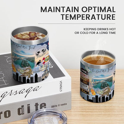 12oz Coffee Mug Florida State Insulated Coffee Cups, United States Map Travel Mug Landmark, Birthday Gifts Cute Mugs with Lid and Straw Mothers Day Gifts