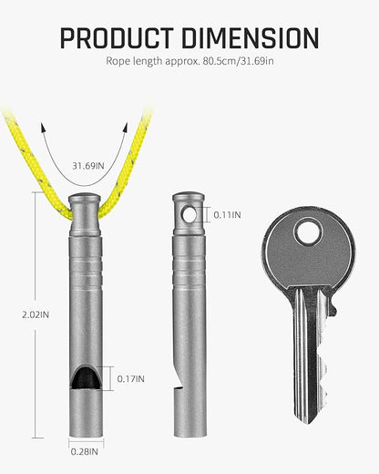 TISUR Titanium Emergency Whistle,120db Safety Whistle with Lanyard,Outdoor Survival Small Whistle for Life Saving,Hiking,Pets Training,Coach Sports