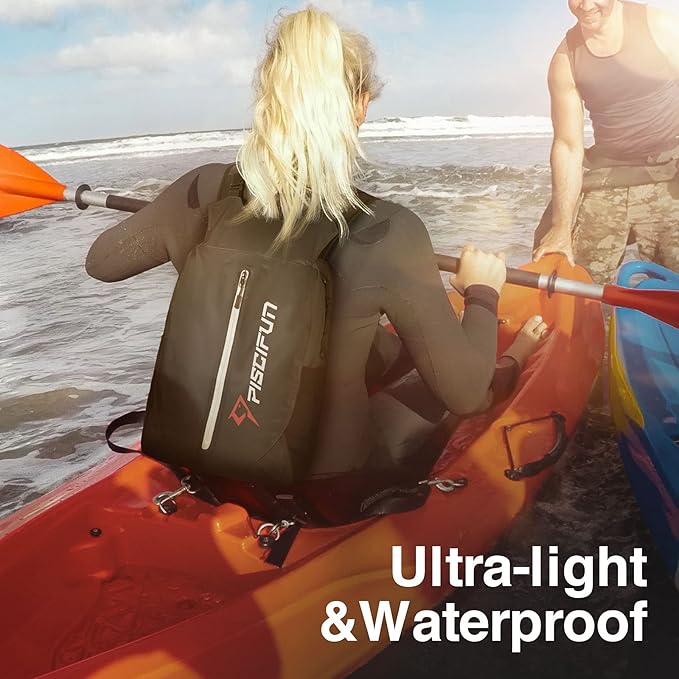 Piscifun Dry Bag Waterproof, Lightweight Dry Backpack Roll-Top Sealed with Waist Pouch and Phone Case Keeps Gear Dry Inside for Kayaking, Boating 10L 20L 30L