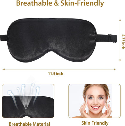 Silk Sleep Masks for Sleep, 4 Pack Super Soft Sleep Mask for Women & Men, 100% Blackout, Zero Eye Pressure, Blindfold with Adjustable Strap, Travel Eye Covers (Black, Pink, Blue, Grey)