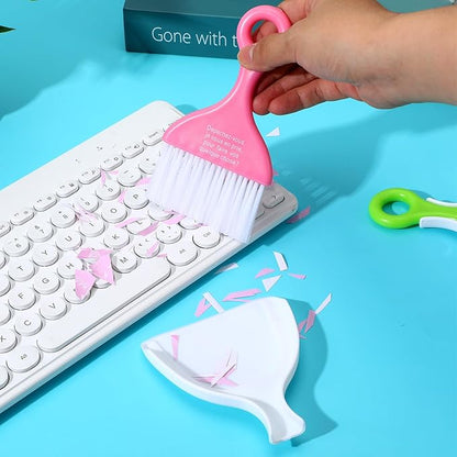 3 Pcs Mini Broom and Dustpan Set, Compact Cleaning Sweep, Mini Broom and Brush Set for Table Desk Car Keyboard Countertop