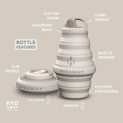 HYDAWAY 17oz Collapsible Water Bottle - BPA-Free, Leakproof, Lightweight, and Space-Saving - Perfect for Travel, Hiking, and Everyday Hydration