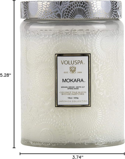 Voluspa Mokara Orchid Candle, 18 oz, Coconut Wax Blend, Scented Candles for Home, 100 Hour Burn Time, Candle Jars