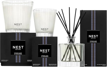 NEST New York Scented Classic Candle, Cedar Leaf & Lavender - 8.1 oz - Up to 60-Hour Burn Time - Reusable Glass Vessel