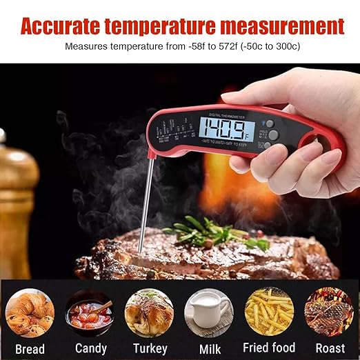 Meat Thermometer Digital for Grill Instant Read Meat Thermometer Waterproof Kitchen Gadgets Essentials Magnetic Probe Thermometer with Backlight and Display