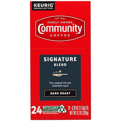 Community Coffee Signature Blend 96 Count Coffee Pods, Dark Roast, Compatible with Keurig 2.0 K-cup Brewers, 24 Count (Pack of 4)